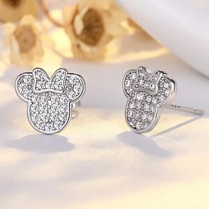 Rhinestone Minnie Mouse Earrings. New.